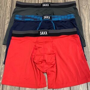 SAXX Men's Sport Mesh 3 Pair Boxer Briefs - Red, Blue, and Gray